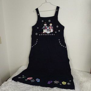 Christopher & Banks Navy Blue Snowman Jumper Winter Dress 16 Holiday